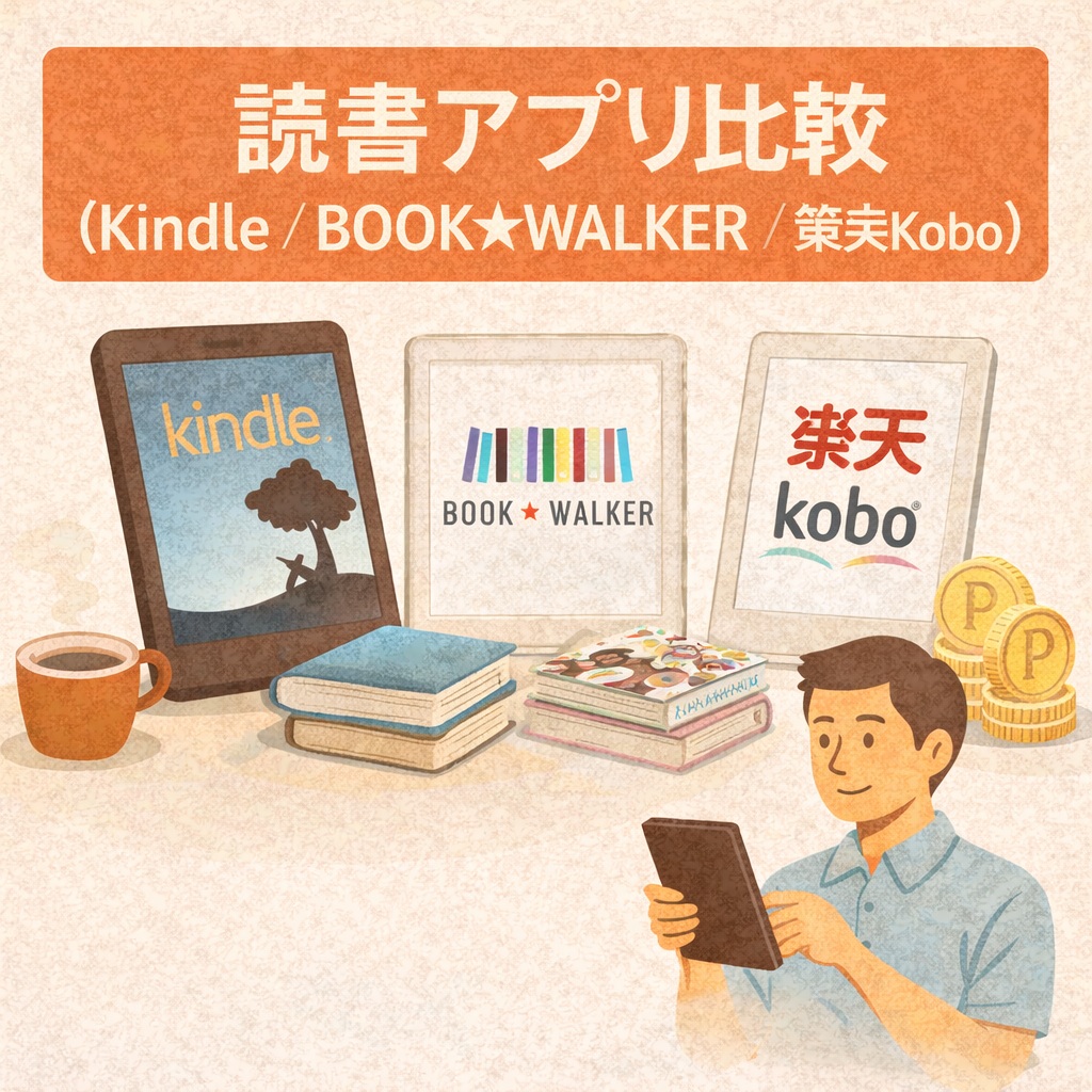 読書アプリ比較（Kindle／BookWalker／楽天Kobo）