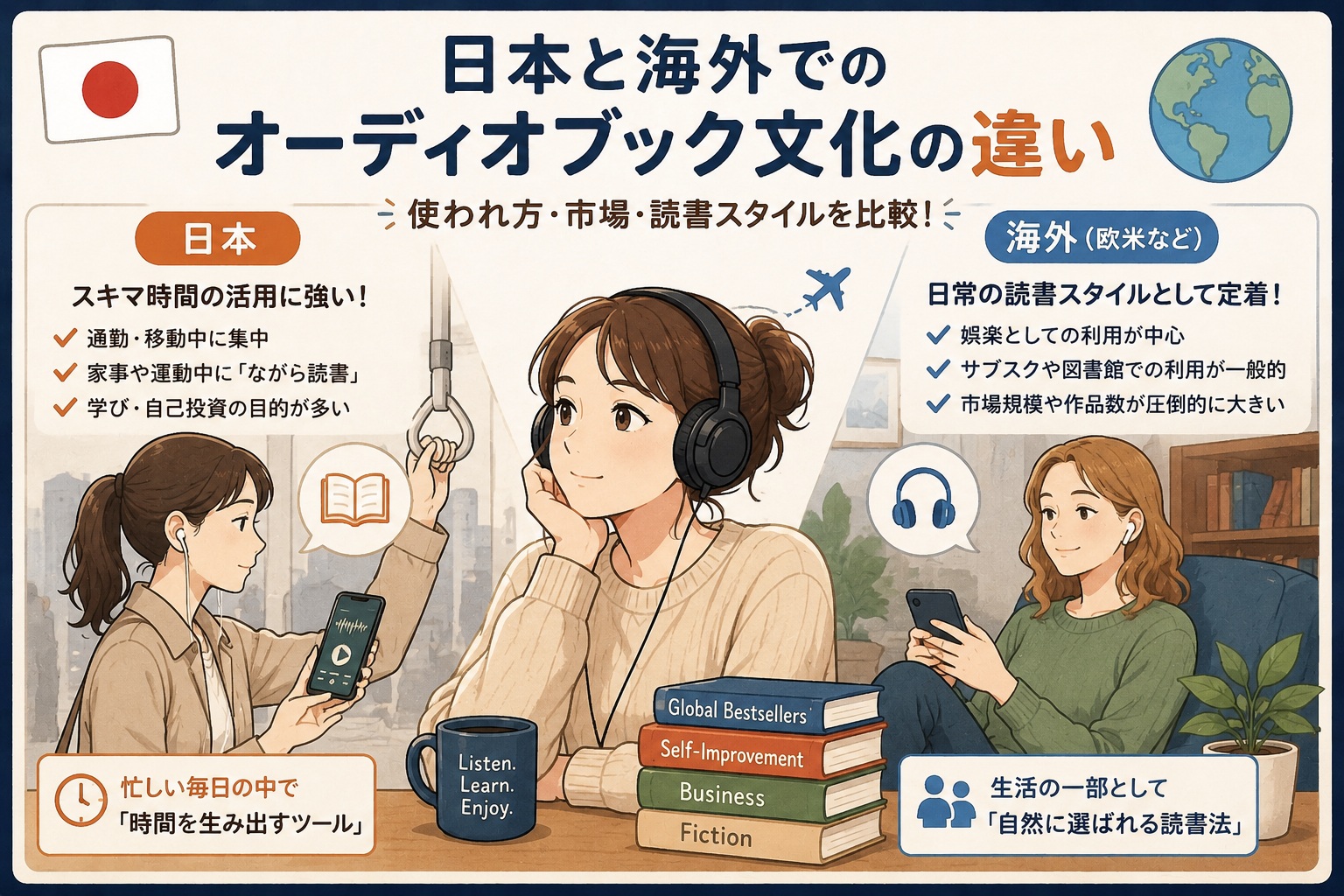 日本と海外でのオーディオブック文化の違い