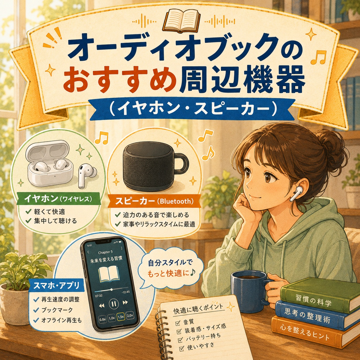 オーディオブックのおすすめ周辺機器（イヤホン・スピーカー）2026年8月現在