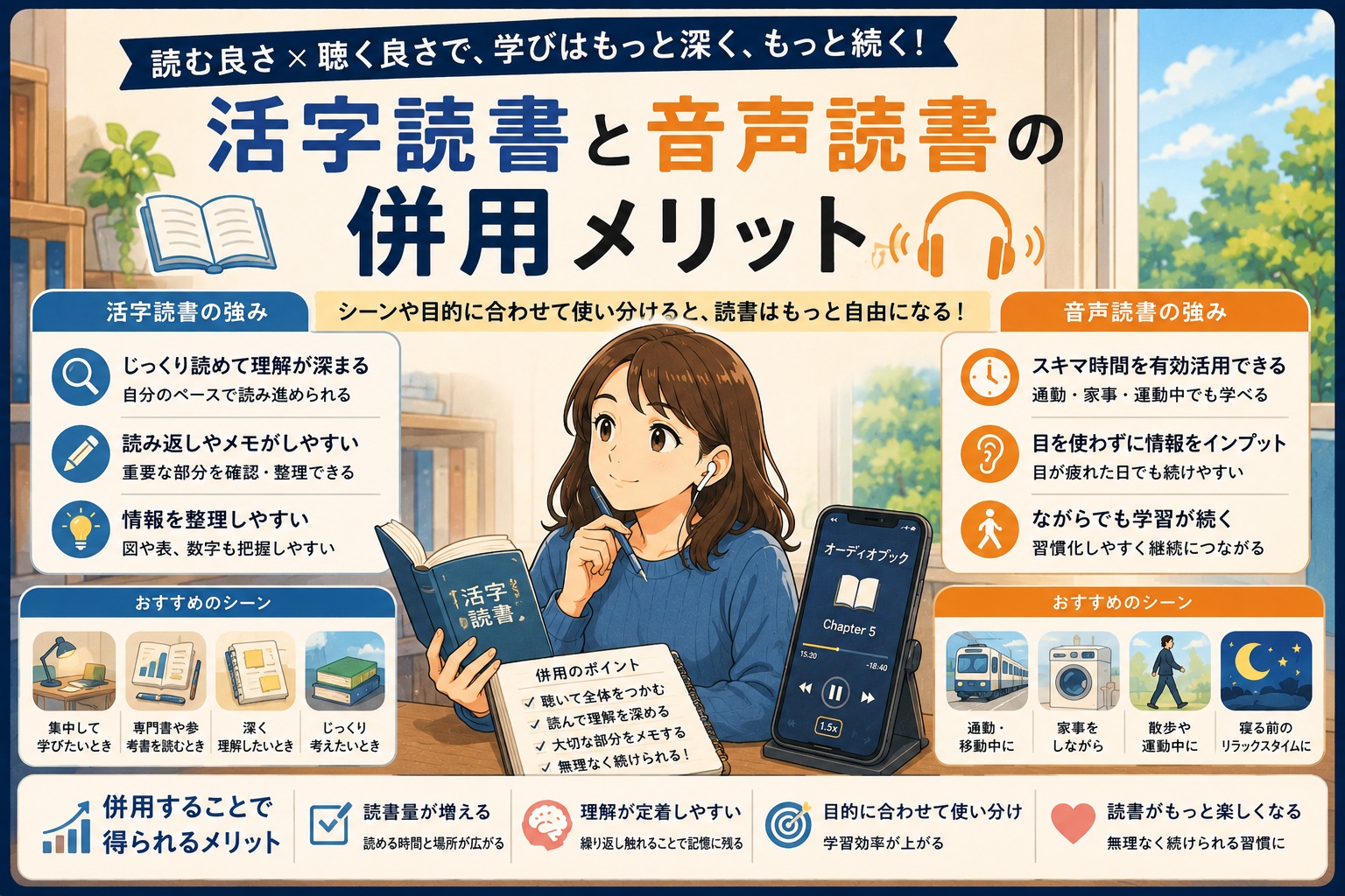 活字読書と音声読書の併用メリット